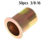 Findmall 50 Pieces 3/8 -16 Rivet Nut Carbon Steel Rivnut Threaded New