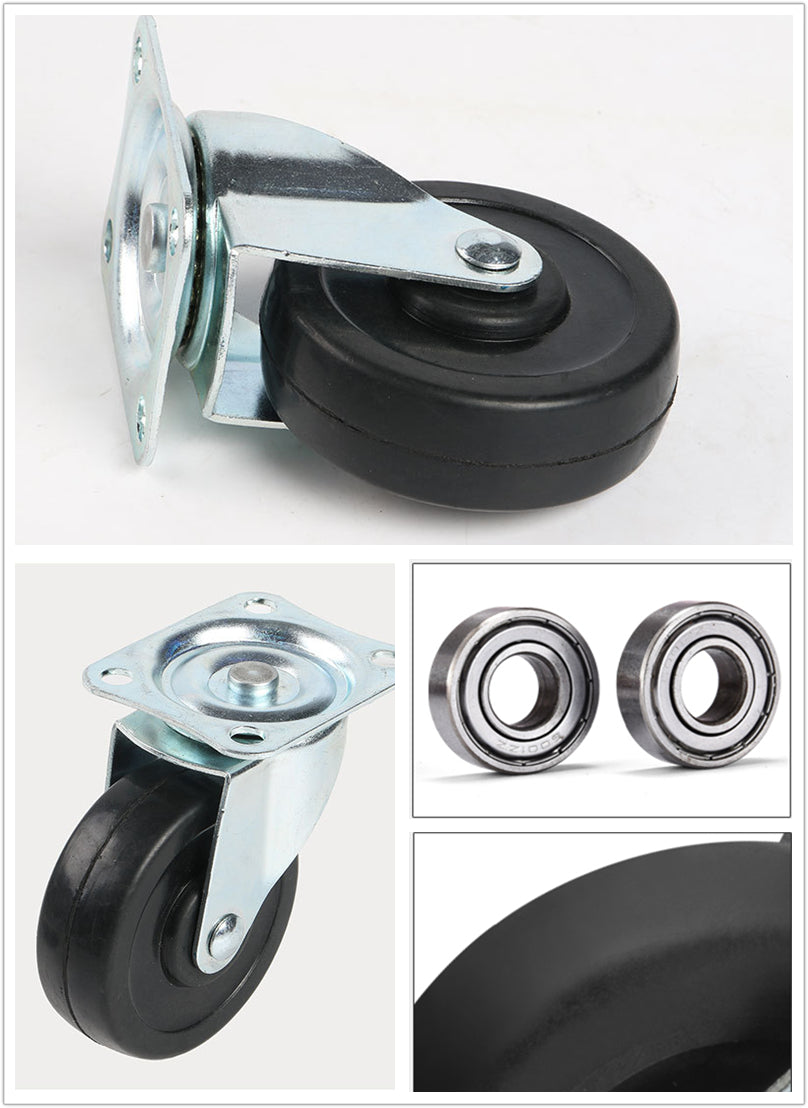 Findmall 24 Pcs 2 Inch Swivel Caster Wheels Rubber Base With Top Plate Bearing