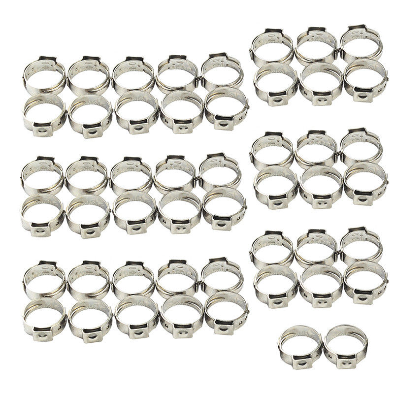 Findmall 50 Pack 1 Inch Crimp Pinch Fitting Tubing Stainless Steel Clamps New