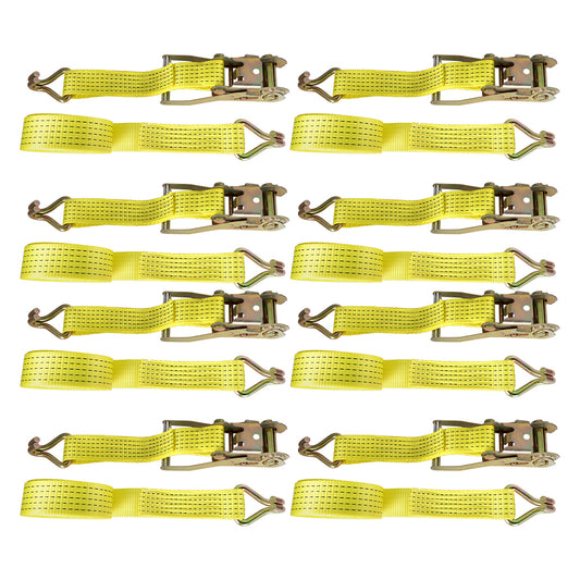 Findmall 8-Pcs 2" x 15' 5000 Lbs Ratchet Straps With J Hook Heavy Duty Tie Downs
