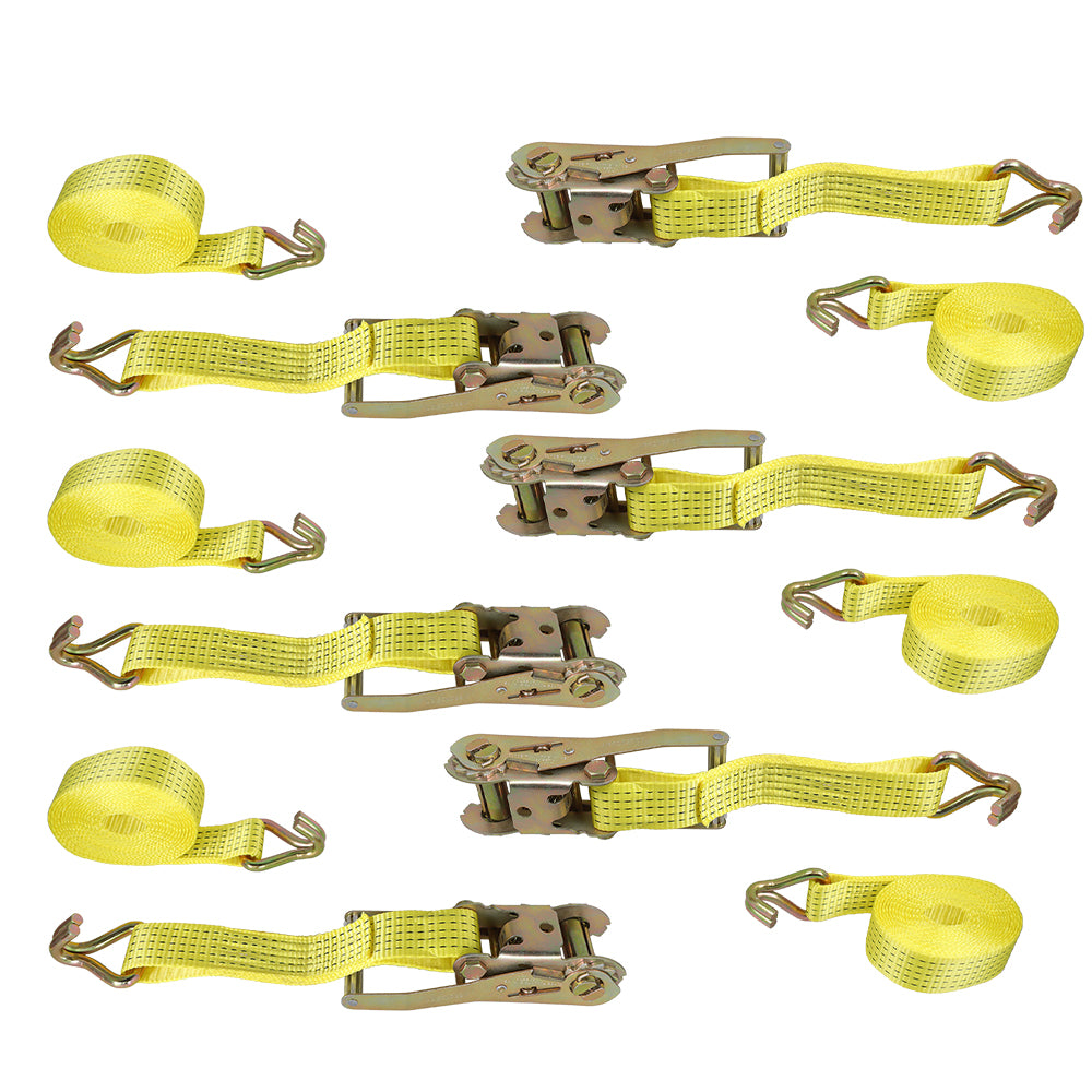Findmall 6Pack 2" x 15' 5000 lbs Ratchet Straps With J Hook Heavy Duty Tie Downs