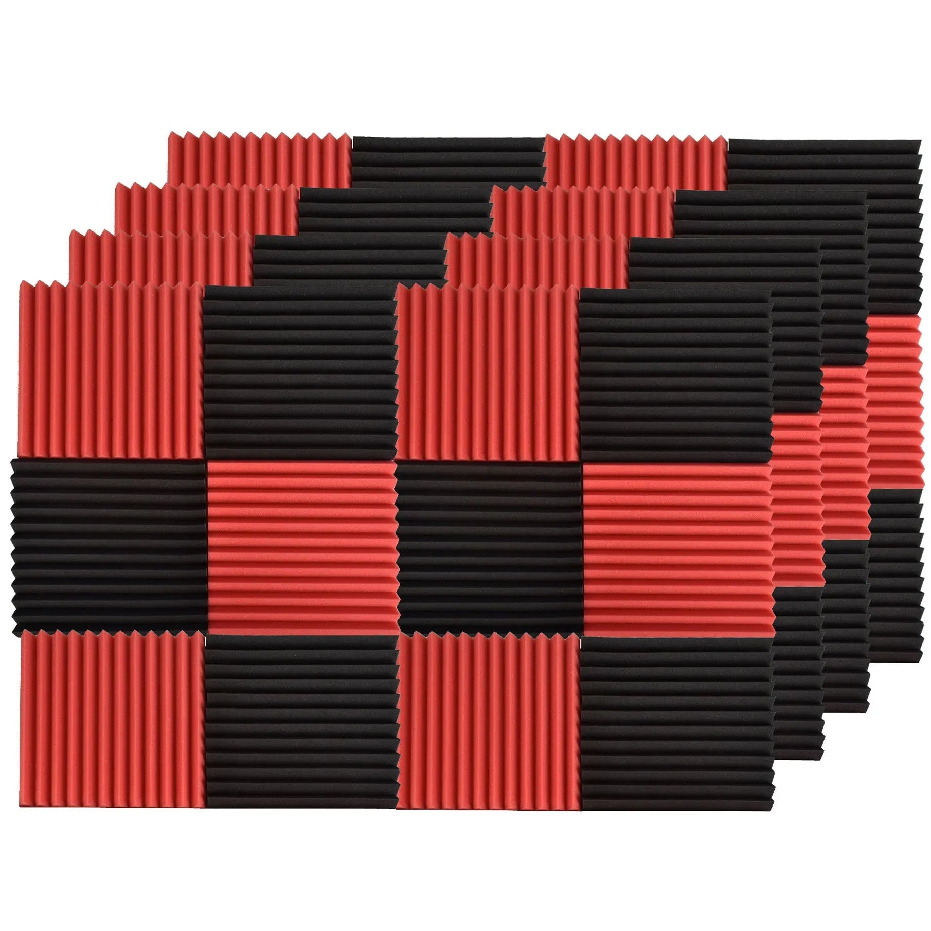 48pcs 12"×12"×1" Red/Black Acoustic Foam Panel Studio Wall Soundproofing Tiles FINDMALLPARTS