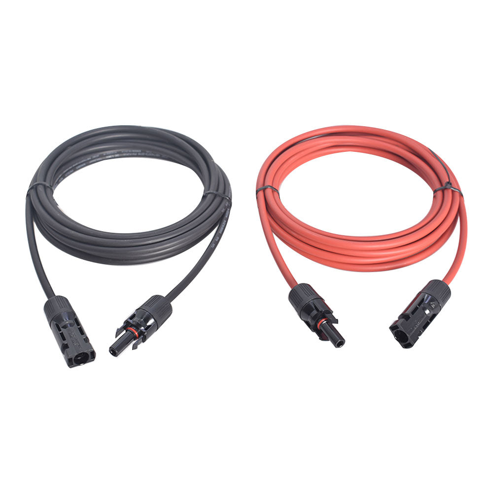 Findmall 1 Pair 12AWG 15ft Black+Red Solar Panel Extension Cable Wire Connector