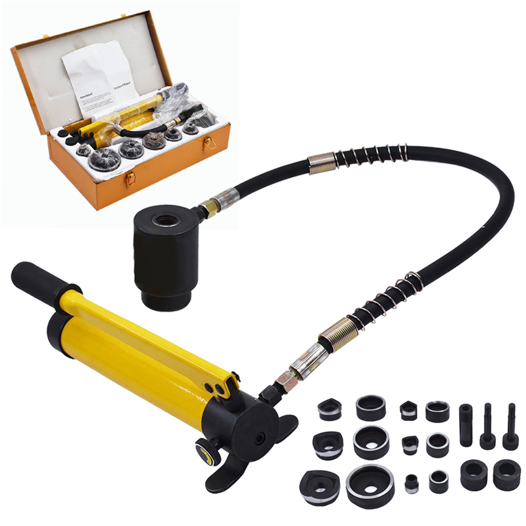 findmall 10 Ton 1/2" to 2" Hydraulic Knockout Punch Driver Tool With 6 Dies Kit Findmall