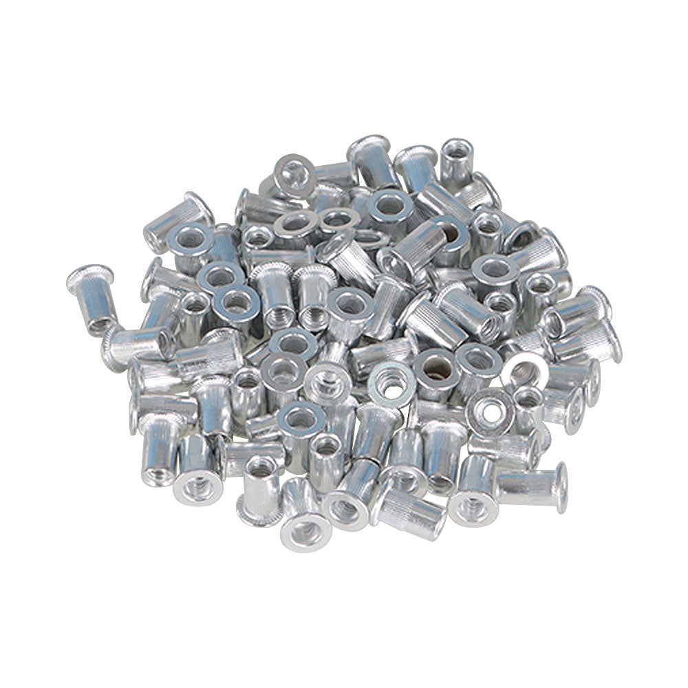 findmall  100Pcs Rivet Nuts Kit 10-24 UNC Aluminum Flat Head Threaded Rivet Nut Insert Nutsert Rivet Nuts Assortment Kit FINDMALLPARTS