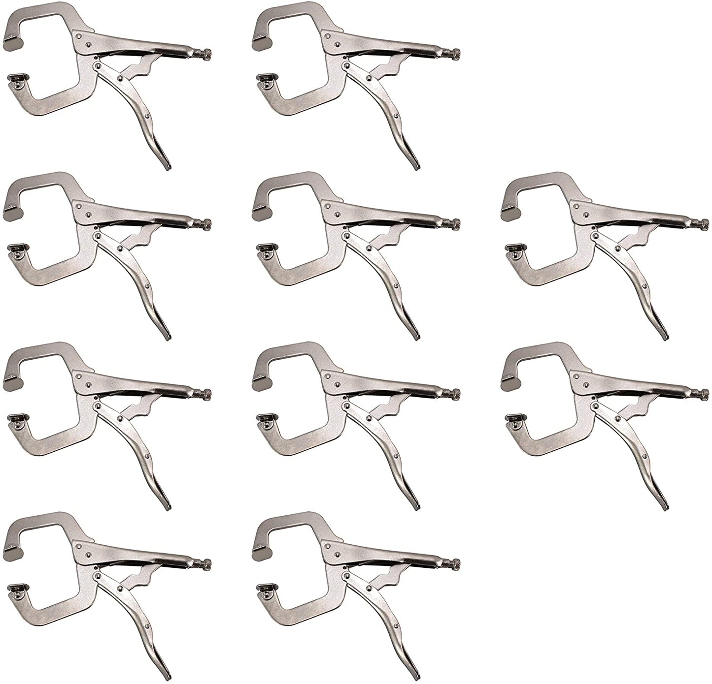 findmall 10Pcs 11 Inch Locking C Clamps with Swivel Pads Heavy Duty C-Type Locking Plier Table and Tool Vise Grip FINDMALLPARTS