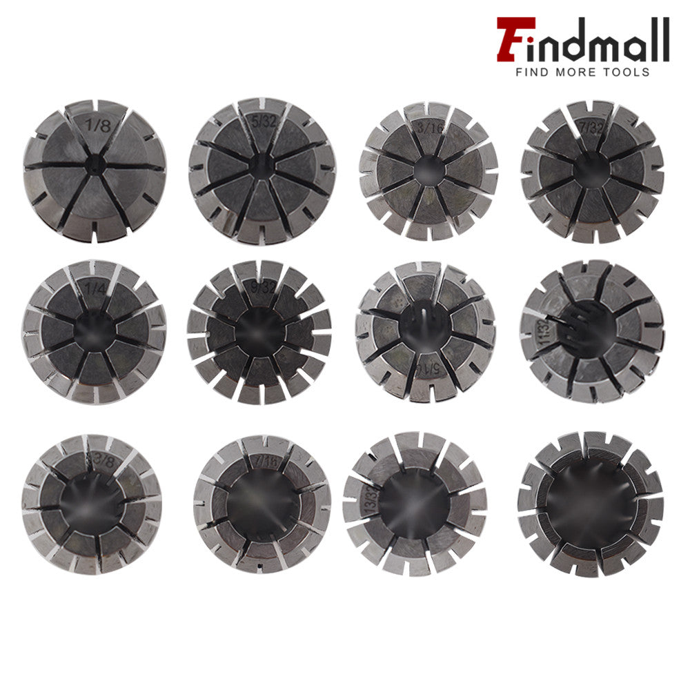 findmall  12Pcs ER20 1/8-1/2'' Spring Collet Set For CNC Milling Lathe Machine FINDMALLPARTS