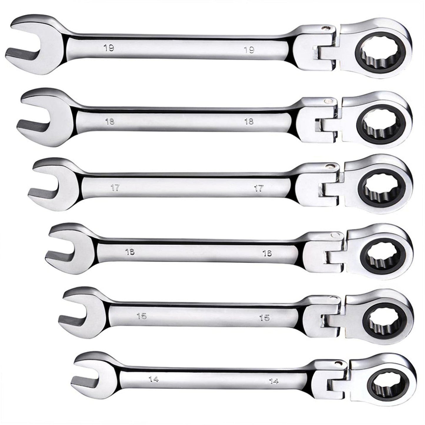 findmall 12pc 8-19mm Metric Flexible Head Ratcheting Wrench Combination Spanner Tool Set FINDMALLPARTS