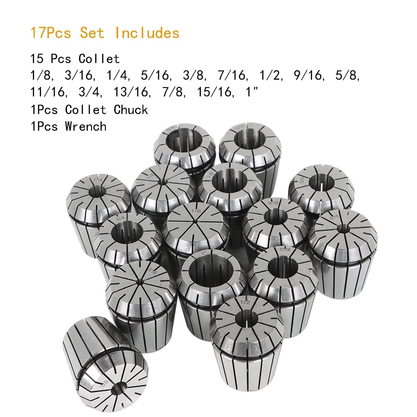 findmall 17Pcs MT3 ER-40 Set Spring Collet Chuck Set 0.0005" For All Milling and Drilling FINDMALLPARTS