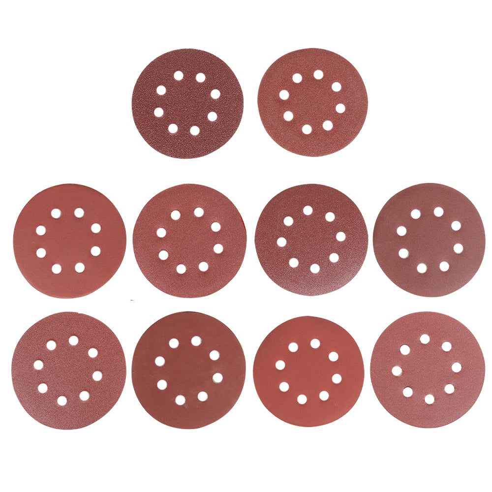 findmall  180Pcs Hook Loop Sanding Disc 5-Inch 8-Hole Aluminum Oxide Sandpaper 10 Grades Include 60 80 100 120 150 180 240 320 400 600 Grits Fit for Sanding Grinder Polishing Accessories FINDMALLPARTS