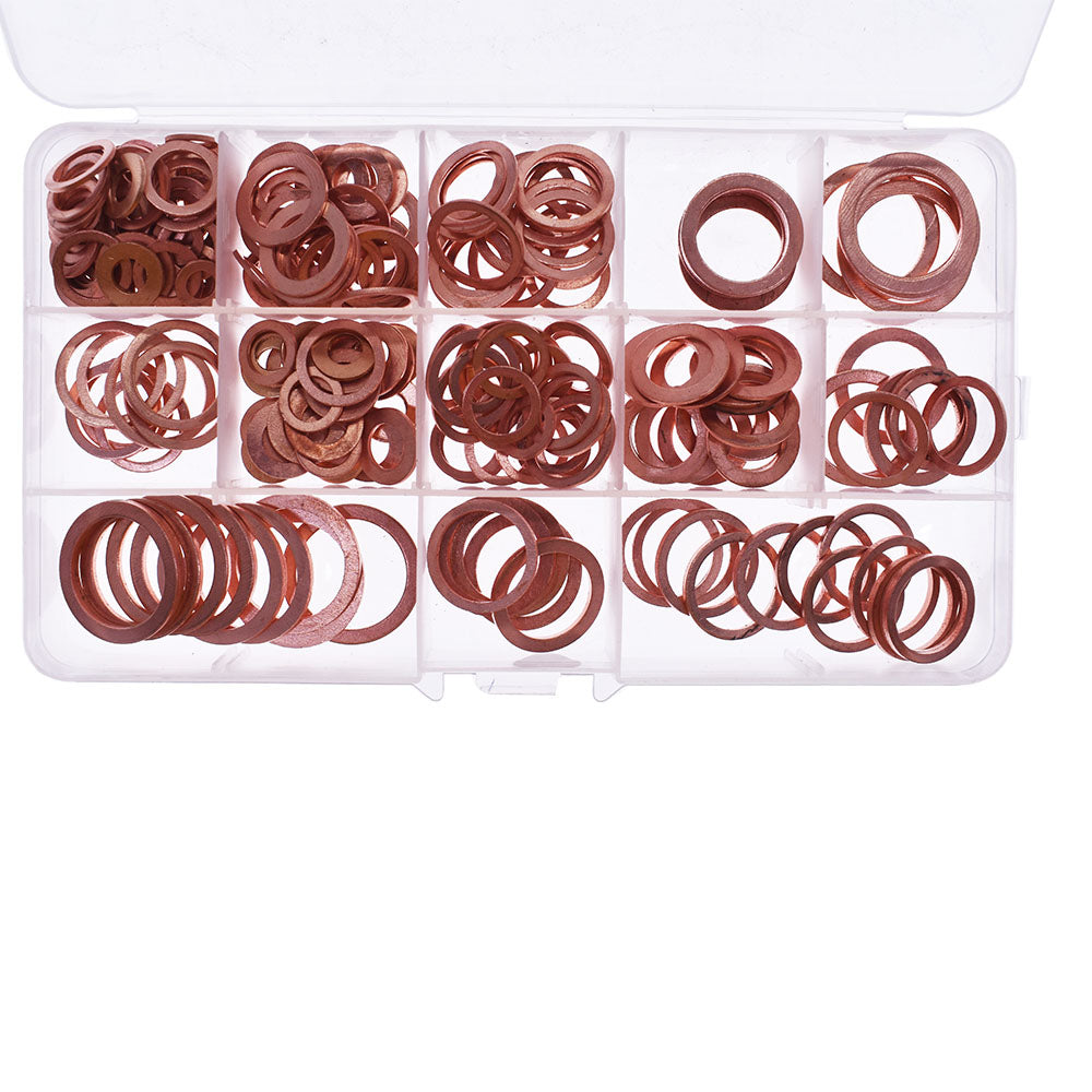 findmall 280Pcs Solid Copper Crush Washers Seal Sealing Flat O-Ring Gaskets Assorted Kit FINDMALLPARTS