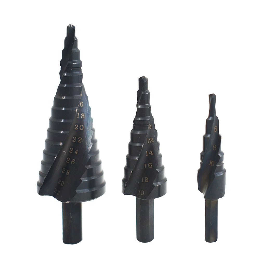 findmall  3 Packs Spiral Step Drill Bit Set with 4-12mm/20mm/ 32mm FINDMALLPARTS
