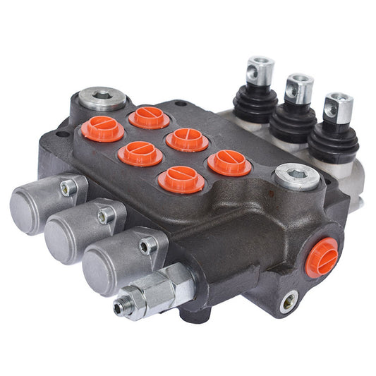 findmall 3 Spool Hydraulic Monoblock Double Acting Control Valve, 21 GPM, SAE Ports FINDMALLPARTS