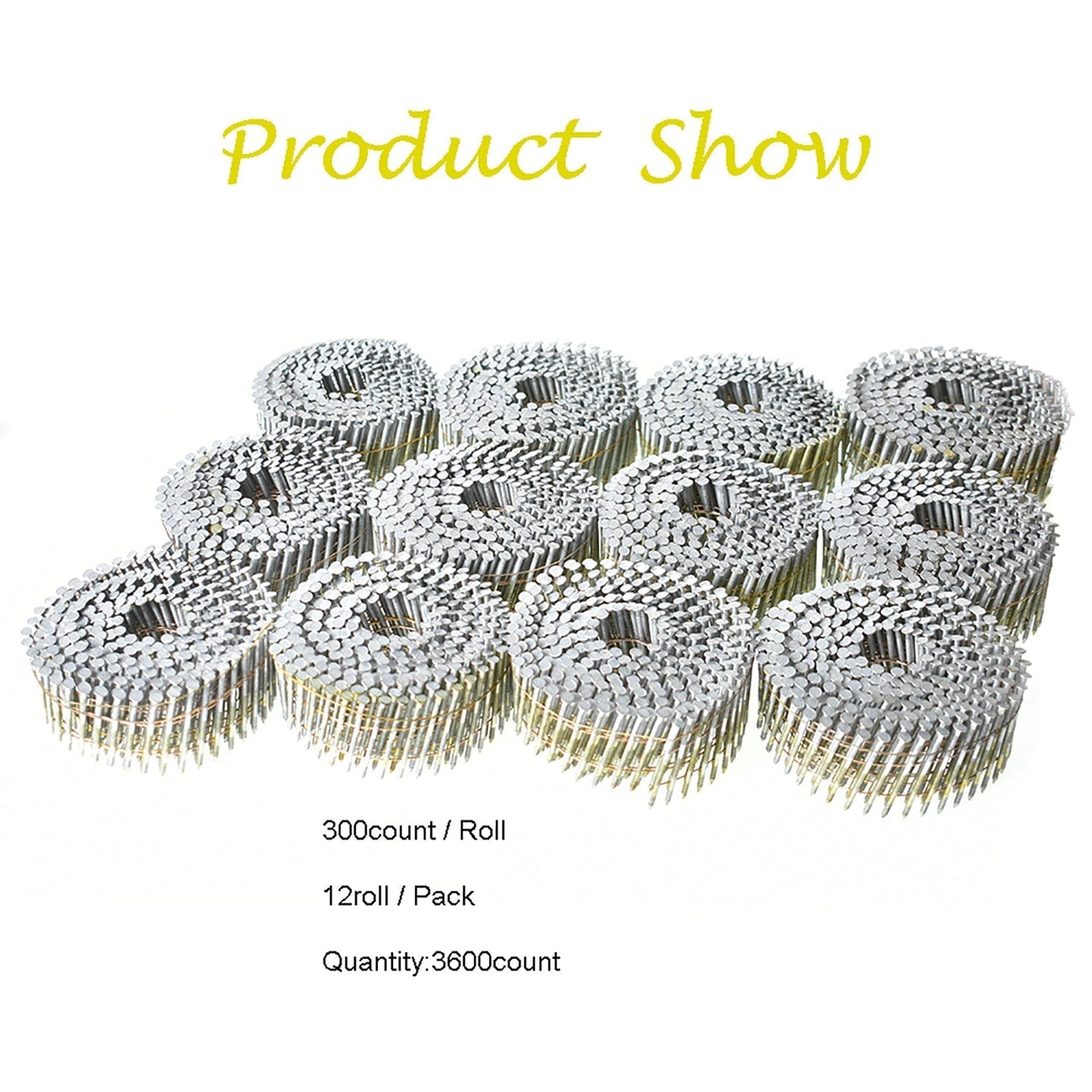 findmall 3600Pcs Siding Nails 2” x 0.092” 15 Degree Collated Wire Coil Full Round Head US FINDMALLPARTS
