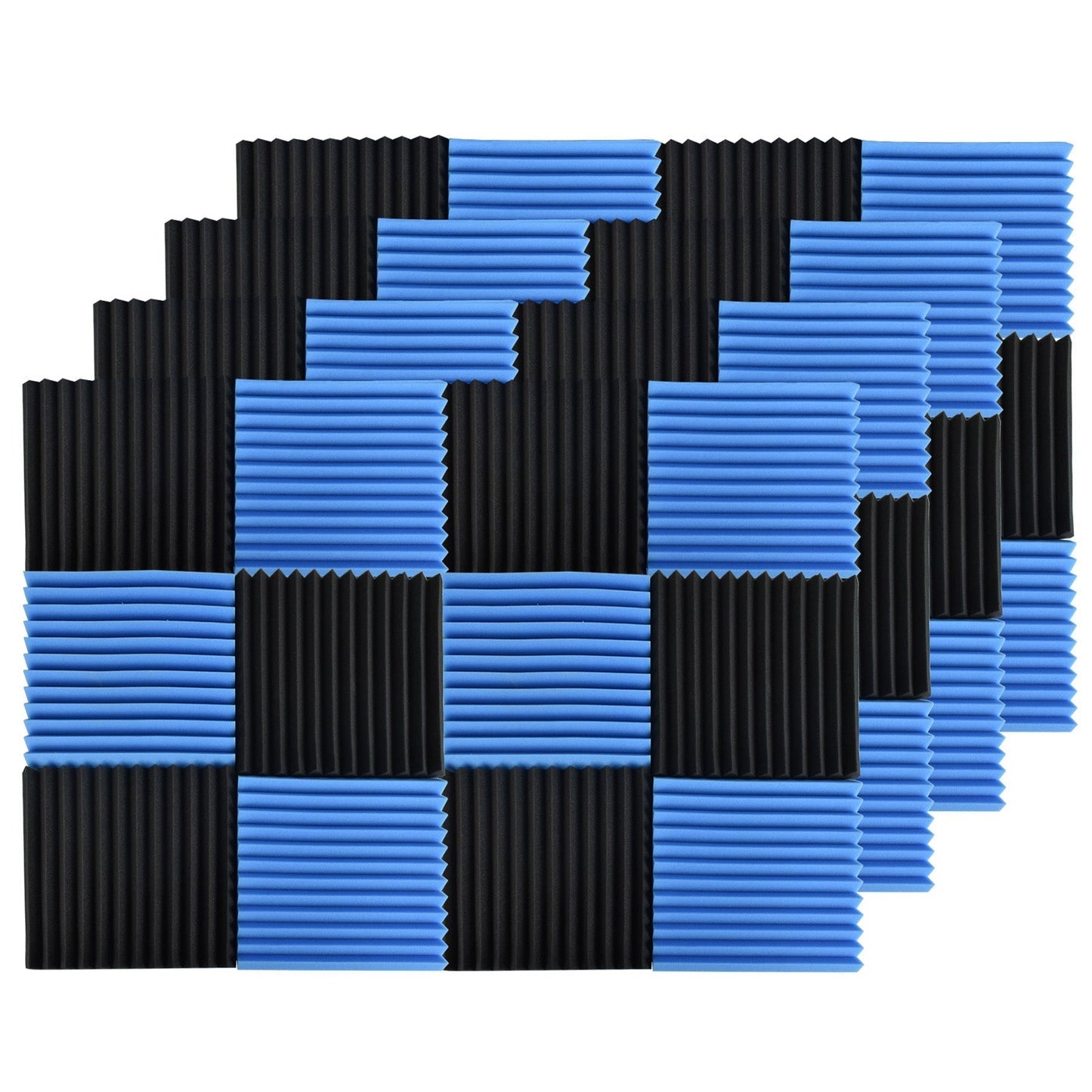 findmall 48 Pack Acoustic Foam Panels 1 x 12 x 12 Inch Sound Foam Panels Studio Sound Proof Foam Panels 24 Black 24 Blue FINDMALLPARTS