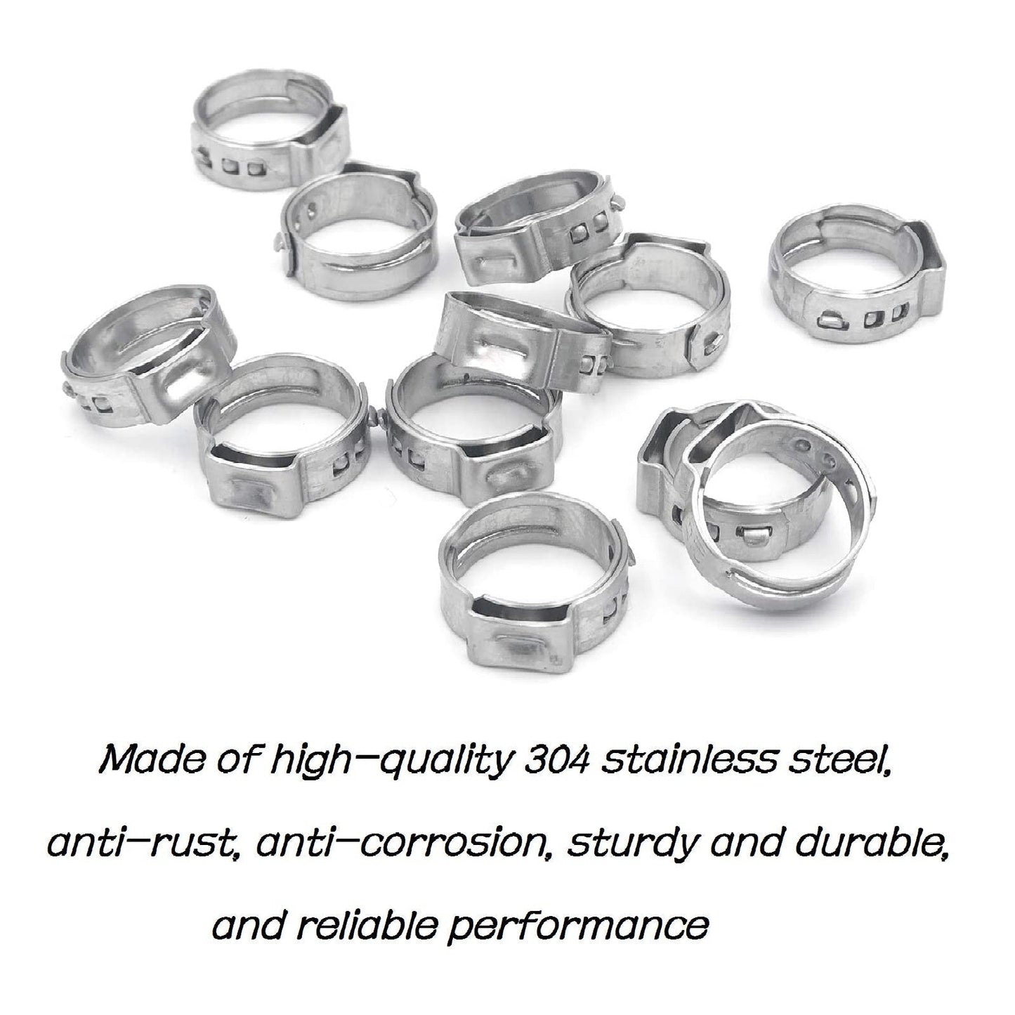 findmall 50pcs 1" PEX Stainless Steel Clamp Cinch Ring Crimp Pinch Fitting Tubing FINDMALLPARTS