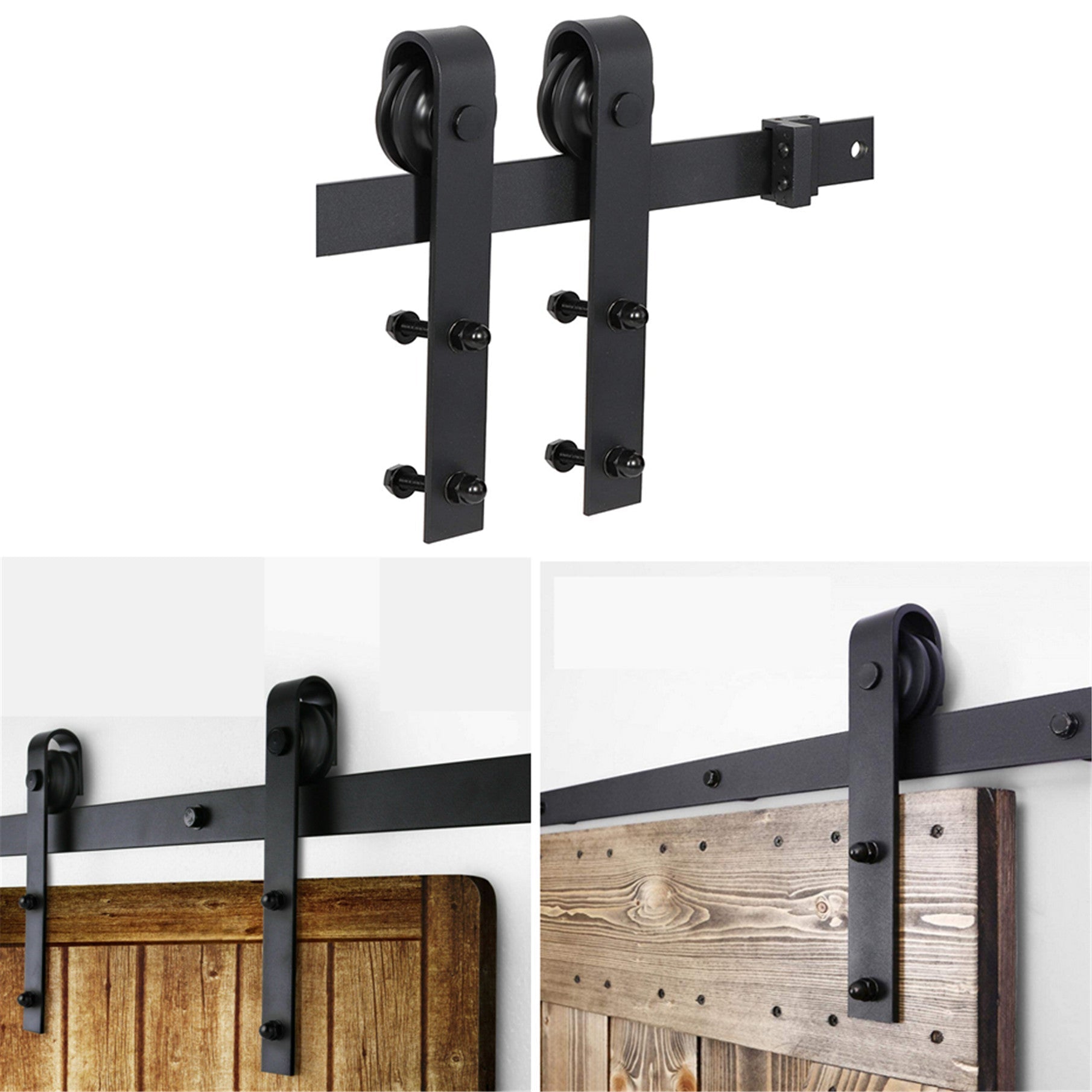 findmall  8FT Sliding Barn Wood Door Hardware Kit Track Roller Cabinet Black FINDMALLPARTS
