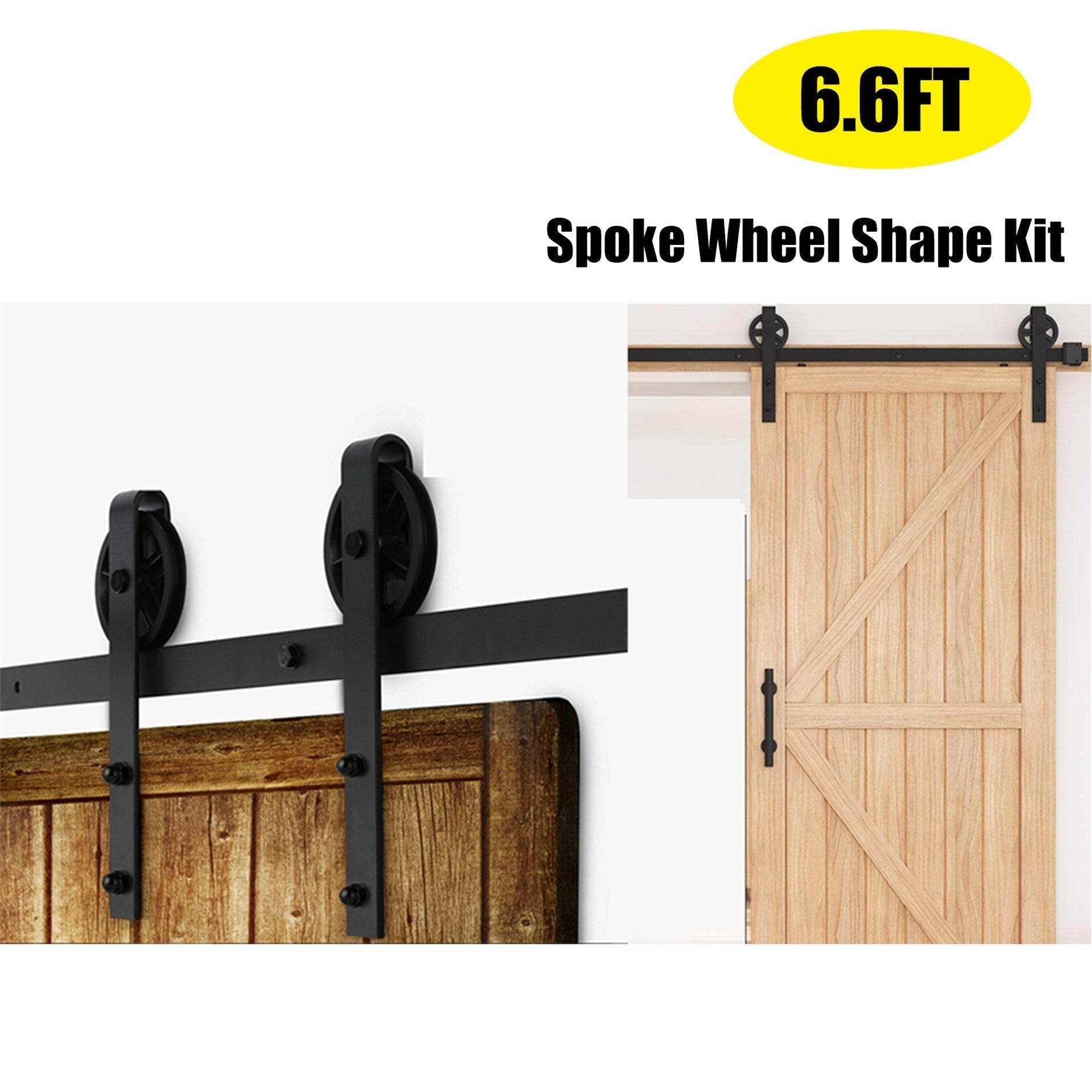 findmall Big Wheel 6.6FT Sliding Barn Wood Door Hardware Kit Track Roller Cabinet FINDMALLPARTS
