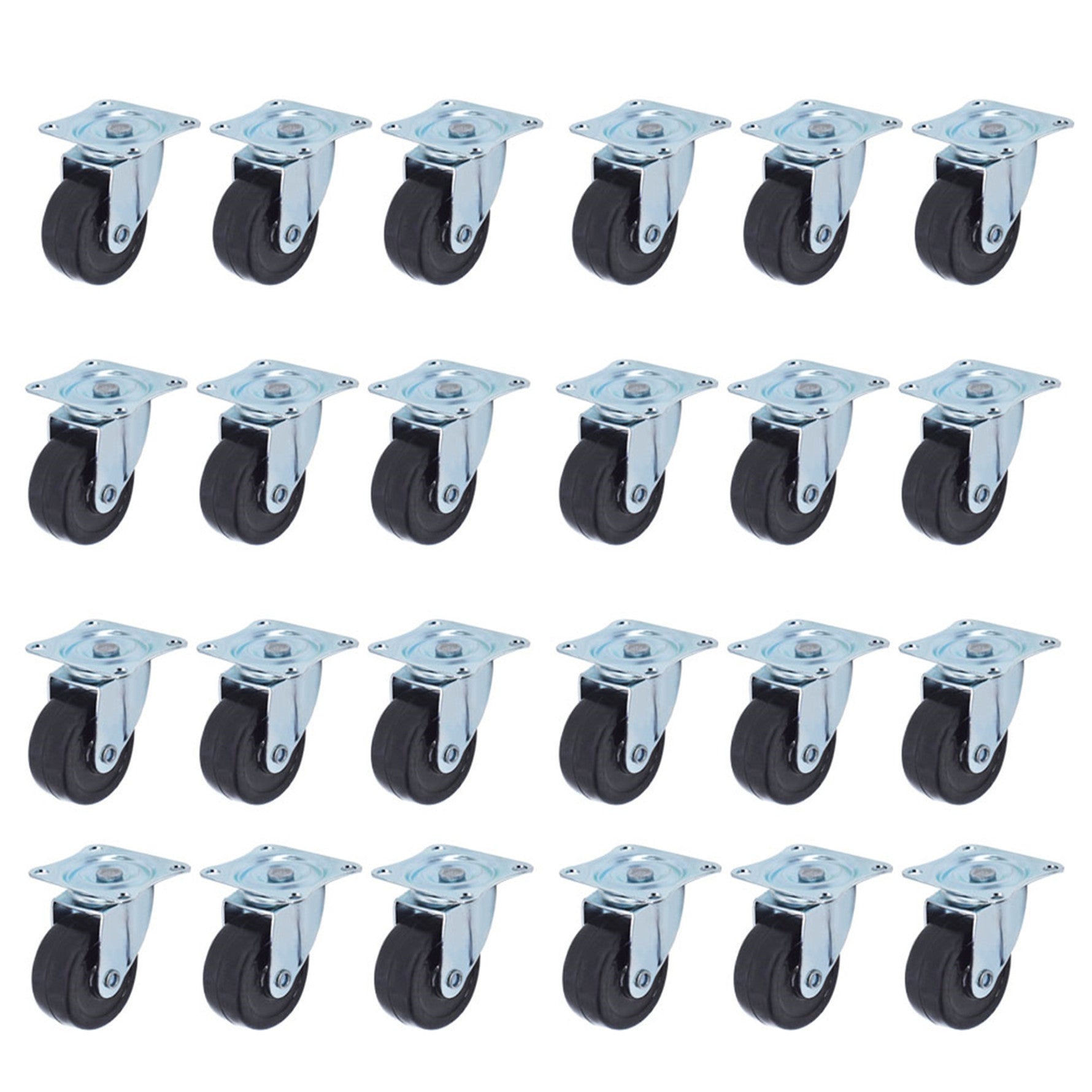 findmall Heavy Duty Swivel Caster Wheels 24 Pack 2 Inch Rubber Base with Top Plate & Bearing FINDMALLPARTS