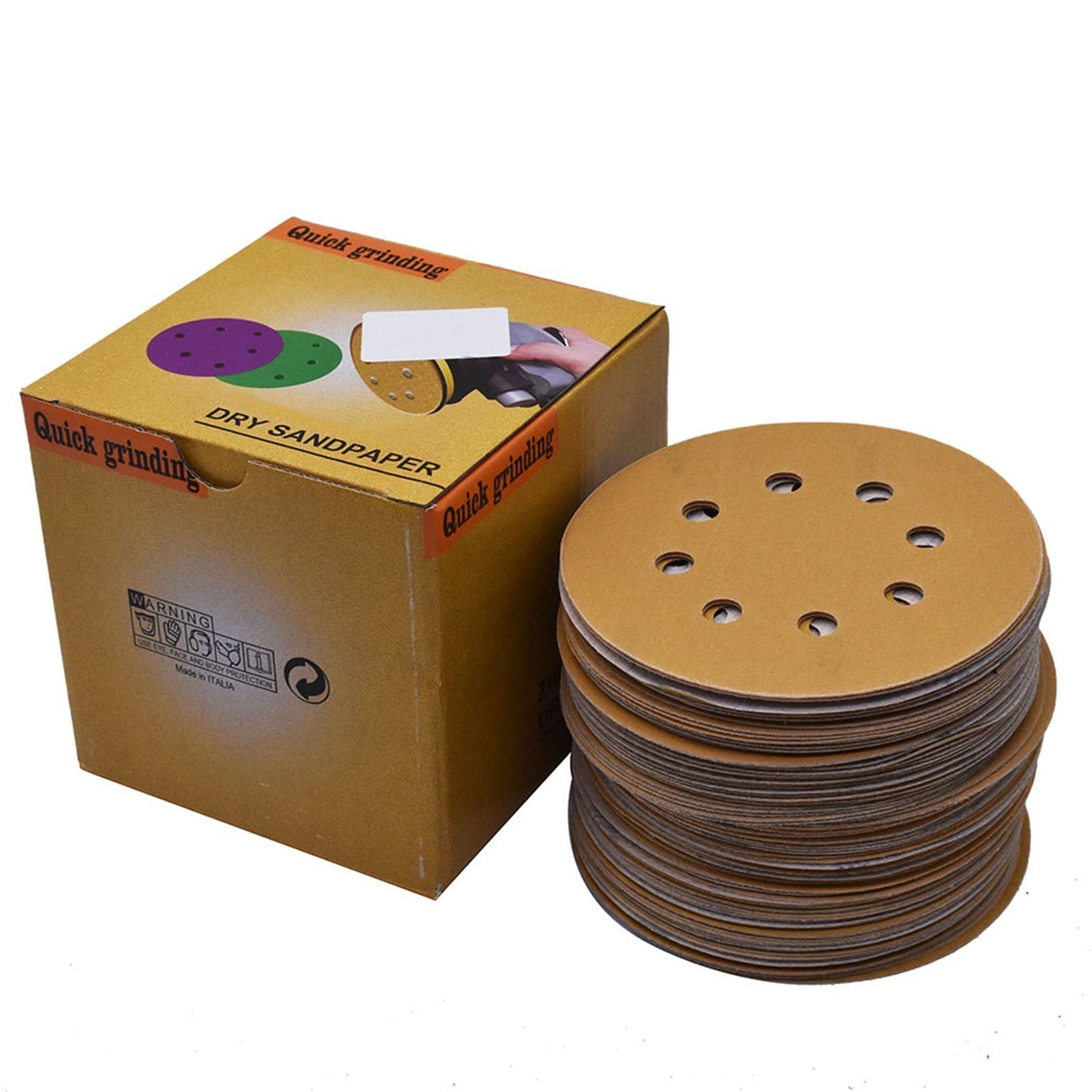 findmall Hook Loop Pads Sanding Disc 5-Inch 8-Hole 100Pcs Aluminum Oxide Round Flocking Sandpaper for Sanding Grinder Polishing Accessories (60 80 120 150 180 220 240 320) Grit (150grit) FINDMALLPARTS