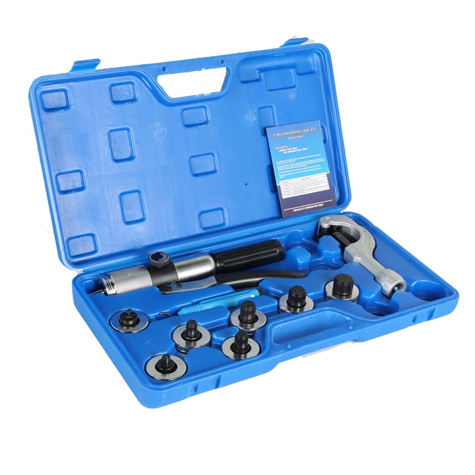 Hydraulic Tube Expander Compact Swaging Tool Kit with Tube Cutter, Deburring Tool and Expander Heads for to 1-1 Inches Copper Pipes