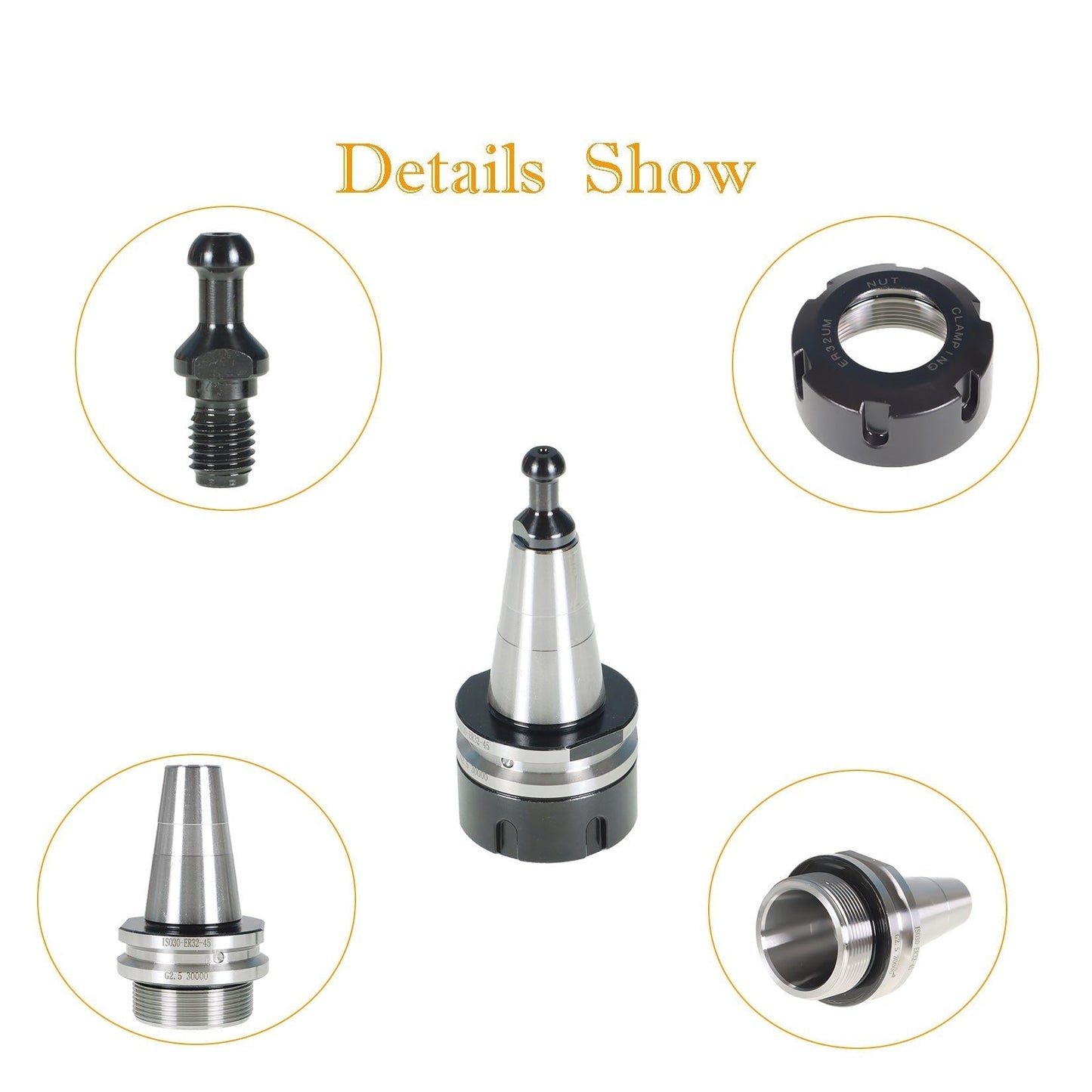 findmall  ISO30 ER32-45L Chuck Tool Holder Balance Collet Chuck G2.5 30000RPM CNC Stainless Steel Tool Holder with Pull Stud Milling Lathe Fit for CNC Engraving Machine and Milling Lathe Tool FINDMALLPARTS
