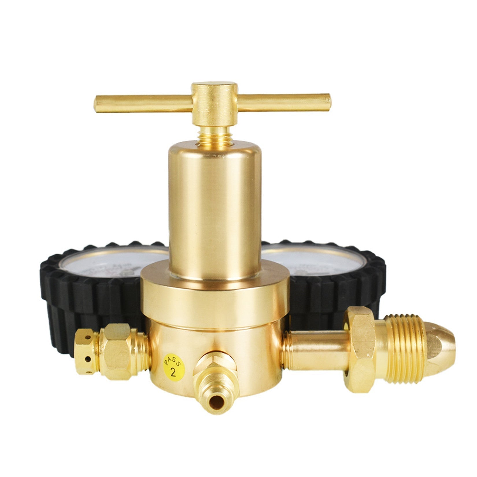 findmall  Nitrogen Regulator 0-600PSI Delivery Pressure Brass CGA580 Inlet Tank Threads 1/4 Inch Male Flare Outlet Connection - UNF7/16-20 Outlet Threads Heavy-Duty Handle Self-reseating Relief Valve FINDMALLPARTS