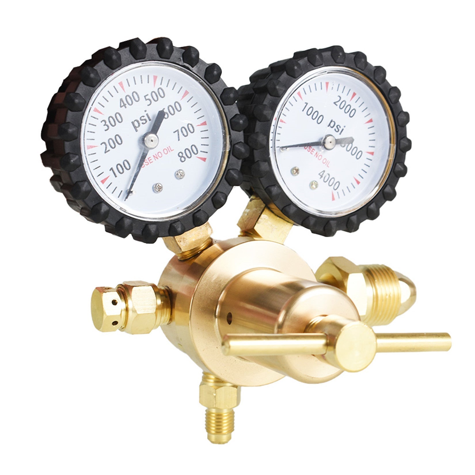 findmall  Nitrogen Regulator 0-600PSI Delivery Pressure Brass CGA580 Inlet Tank Threads 1/4 Inch Male Flare Outlet Connection - UNF7/16-20 Outlet Threads Heavy-Duty Handle Self-reseating Relief Valve FINDMALLPARTS