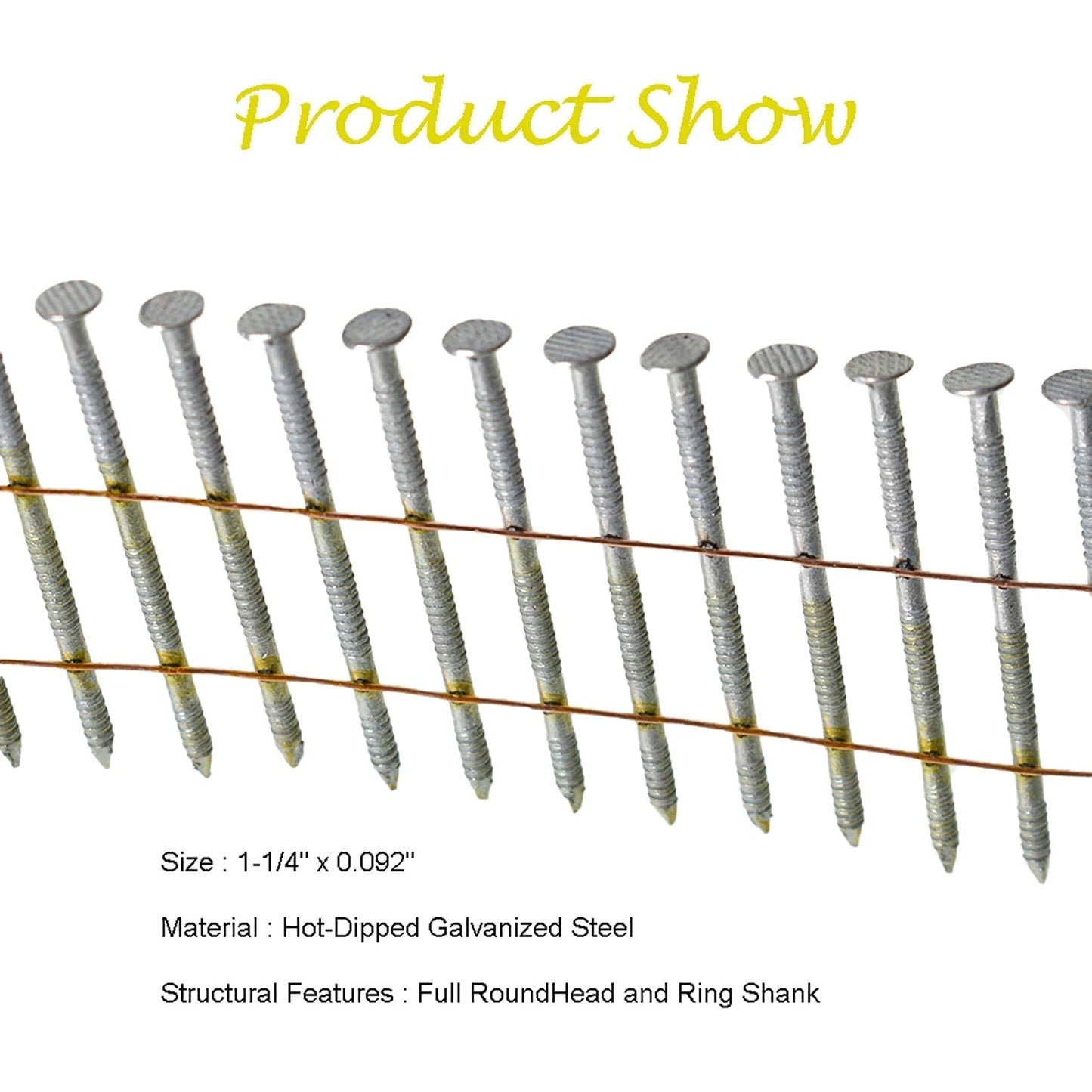 findmall  Siding Nails  1-1/4‘’ x .092‘’ Collated Wire Coil Full RoundHead FINDMALLPARTS
