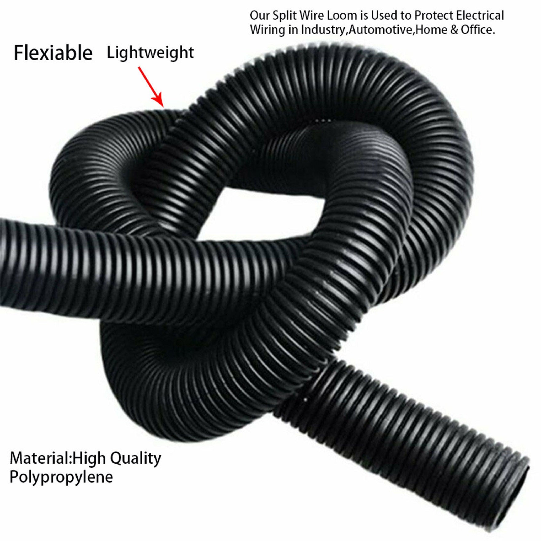 findmall Wire Harness Wrap Cover Sleeve Conduit Wire Conduit Corrugated Tube Conduit PP Polyethylene Tubing Flexible Pipe Hose Cover Auto Home Marine (25ft-3/8") FINDMALLPARTS