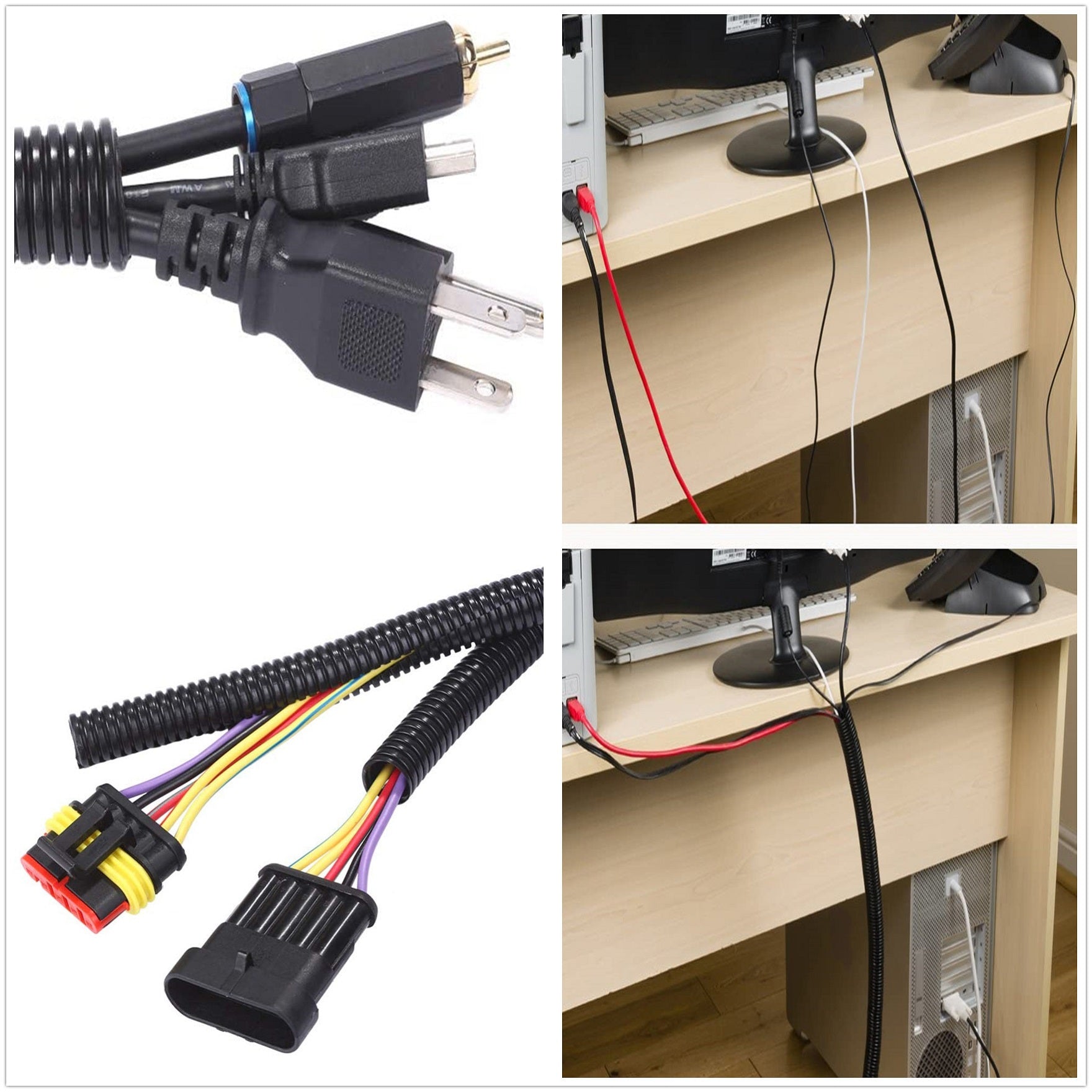 findmall  Wire Loom Conduit Corrugated Plastic Tube Flex Cable (20ft-1/4") FINDMALLPARTS